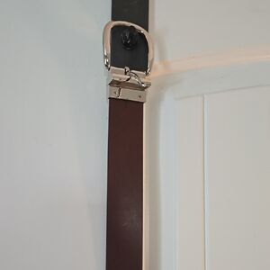Brown Leather Belt with Silver Buckle